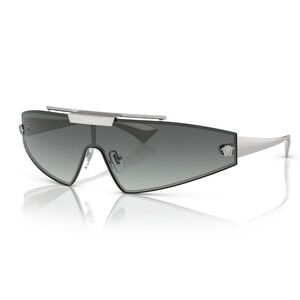 Versace Dark Gray Shield Sunglasses with Silver Detail